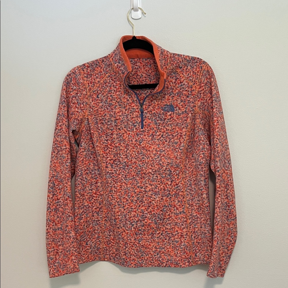 The North Face Peach and Blue Speckled Half-Zip